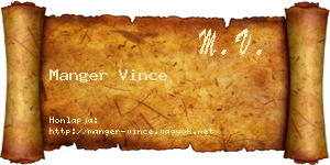 Manger Vince névjegykártya